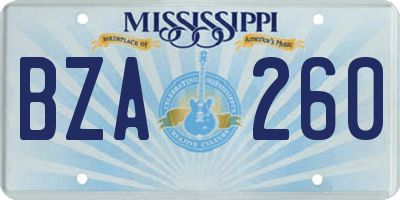 MS license plate BZA260