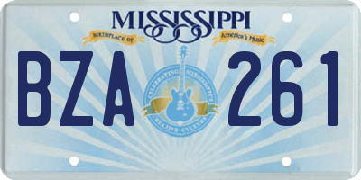 MS license plate BZA261