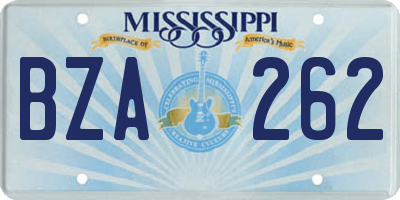 MS license plate BZA262
