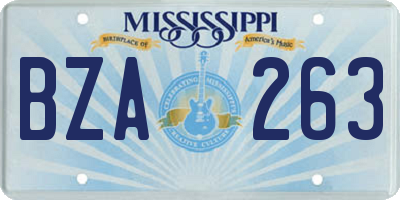 MS license plate BZA263