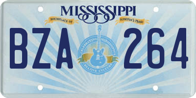 MS license plate BZA264