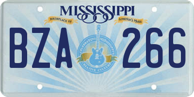 MS license plate BZA266