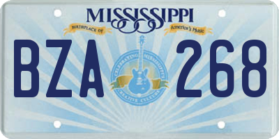 MS license plate BZA268
