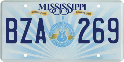 MS license plate BZA269