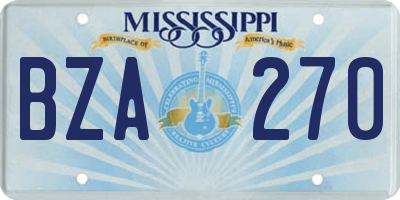 MS license plate BZA270