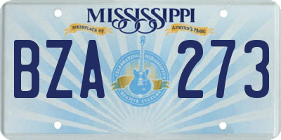 MS license plate BZA273