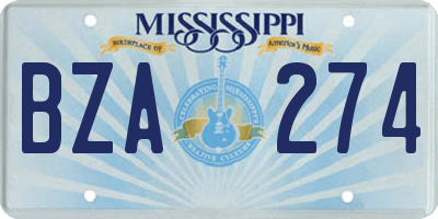 MS license plate BZA274