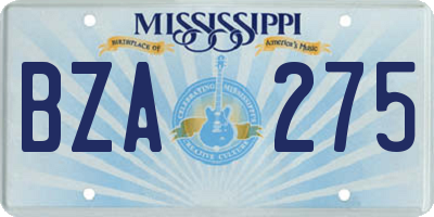 MS license plate BZA275