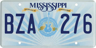 MS license plate BZA276