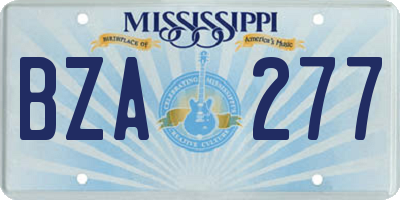 MS license plate BZA277