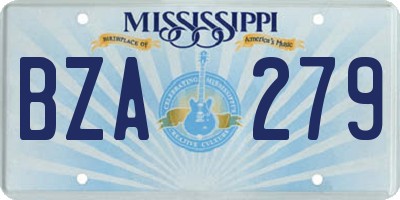 MS license plate BZA279