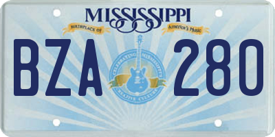 MS license plate BZA280