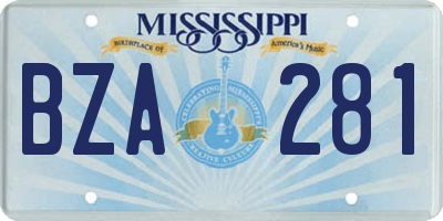 MS license plate BZA281