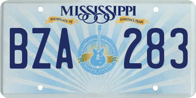 MS license plate BZA283