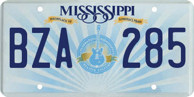 MS license plate BZA285