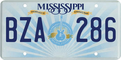 MS license plate BZA286