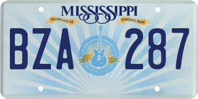 MS license plate BZA287