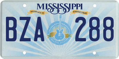MS license plate BZA288