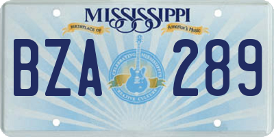 MS license plate BZA289