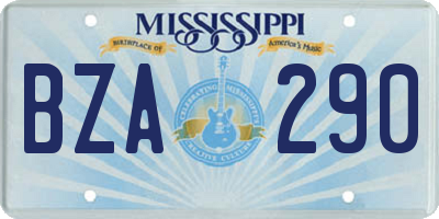 MS license plate BZA290