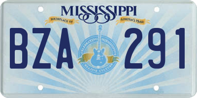MS license plate BZA291