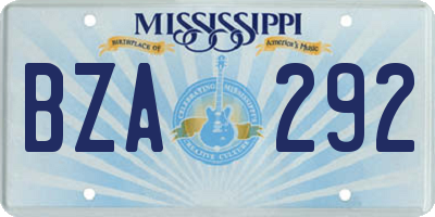 MS license plate BZA292