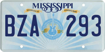 MS license plate BZA293