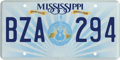 MS license plate BZA294