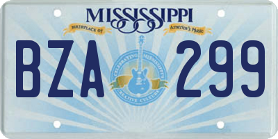MS license plate BZA299