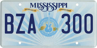 MS license plate BZA300