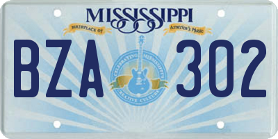 MS license plate BZA302