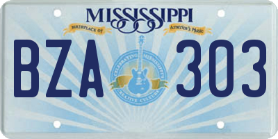 MS license plate BZA303