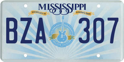 MS license plate BZA307