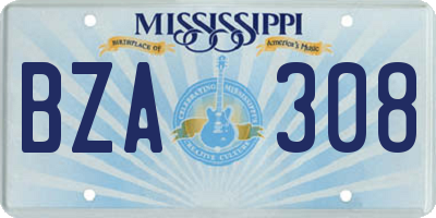 MS license plate BZA308