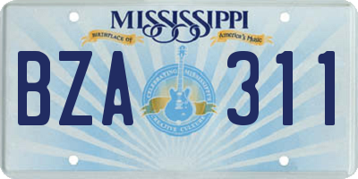MS license plate BZA311