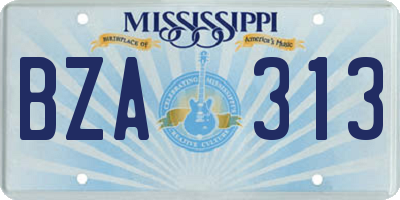 MS license plate BZA313