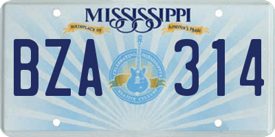 MS license plate BZA314