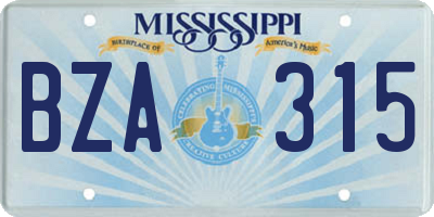 MS license plate BZA315