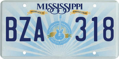 MS license plate BZA318
