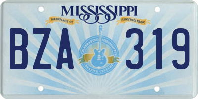 MS license plate BZA319