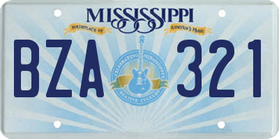 MS license plate BZA321