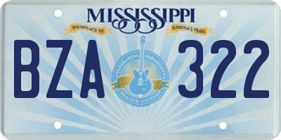 MS license plate BZA322