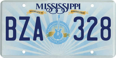MS license plate BZA328