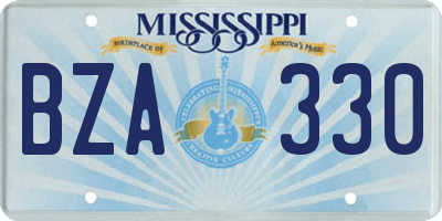 MS license plate BZA330