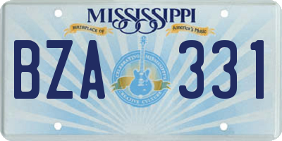 MS license plate BZA331