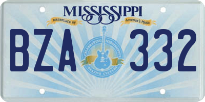 MS license plate BZA332