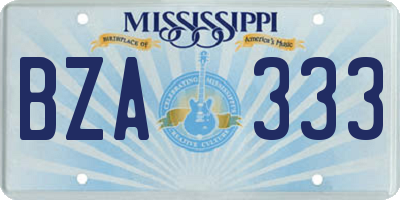 MS license plate BZA333