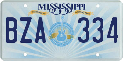 MS license plate BZA334