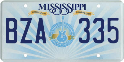 MS license plate BZA335