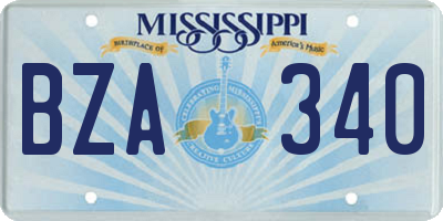 MS license plate BZA340